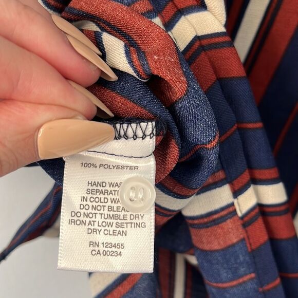 NWT Asos Glamorous Striped Button front shirt Dress small navy burgundy - Picture 7 of 10